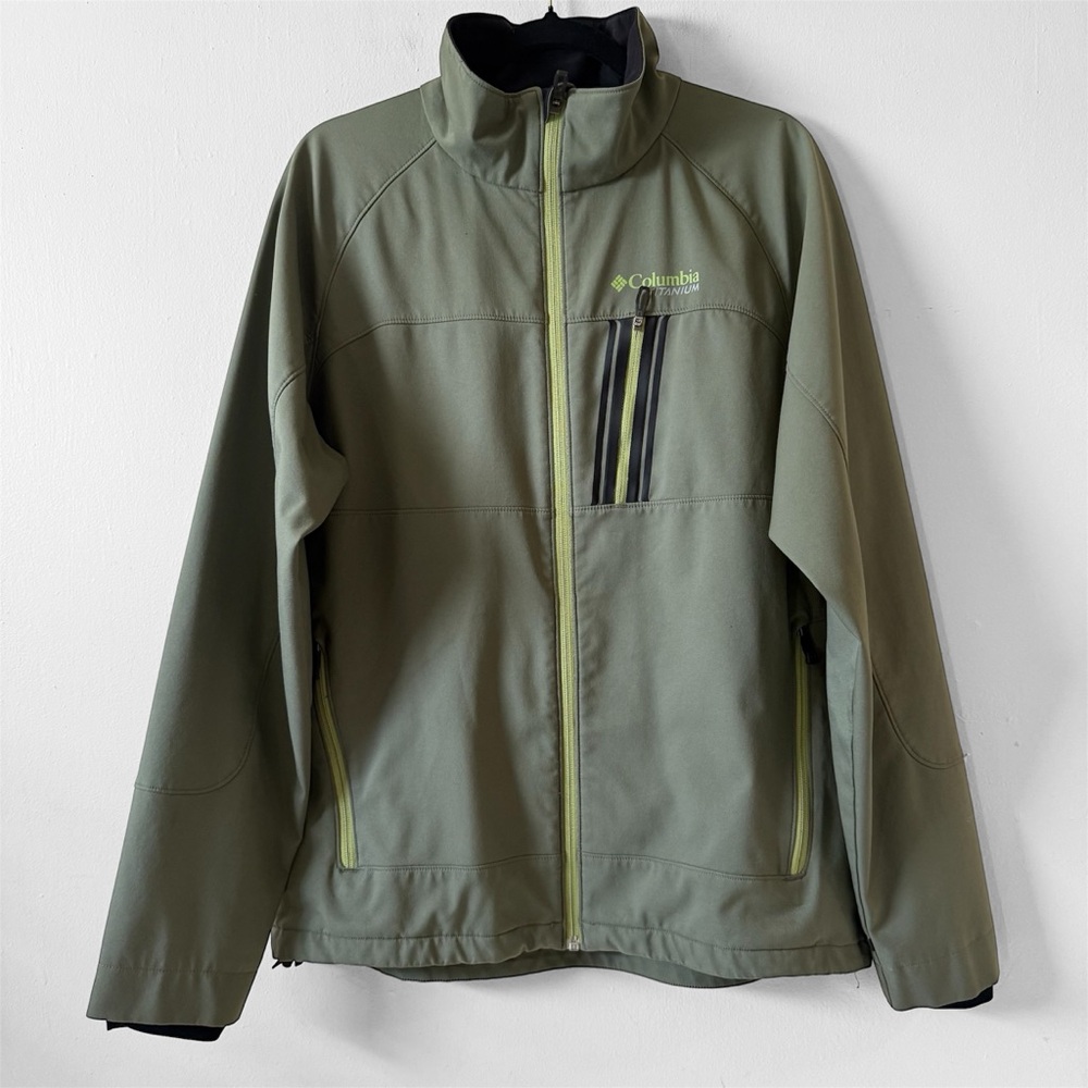 Columbia Titanium Jacket Green Interchange Soft Shell Zip Outdoors Hiking SZ L